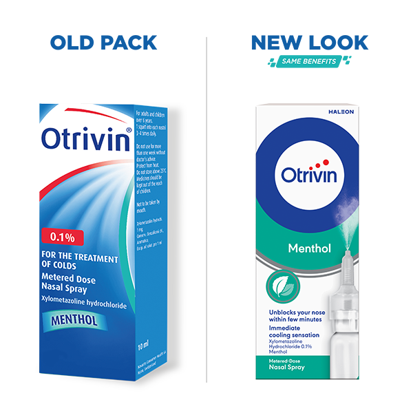 a bottle of Otrivin Natural Plus with Eucalyptus product